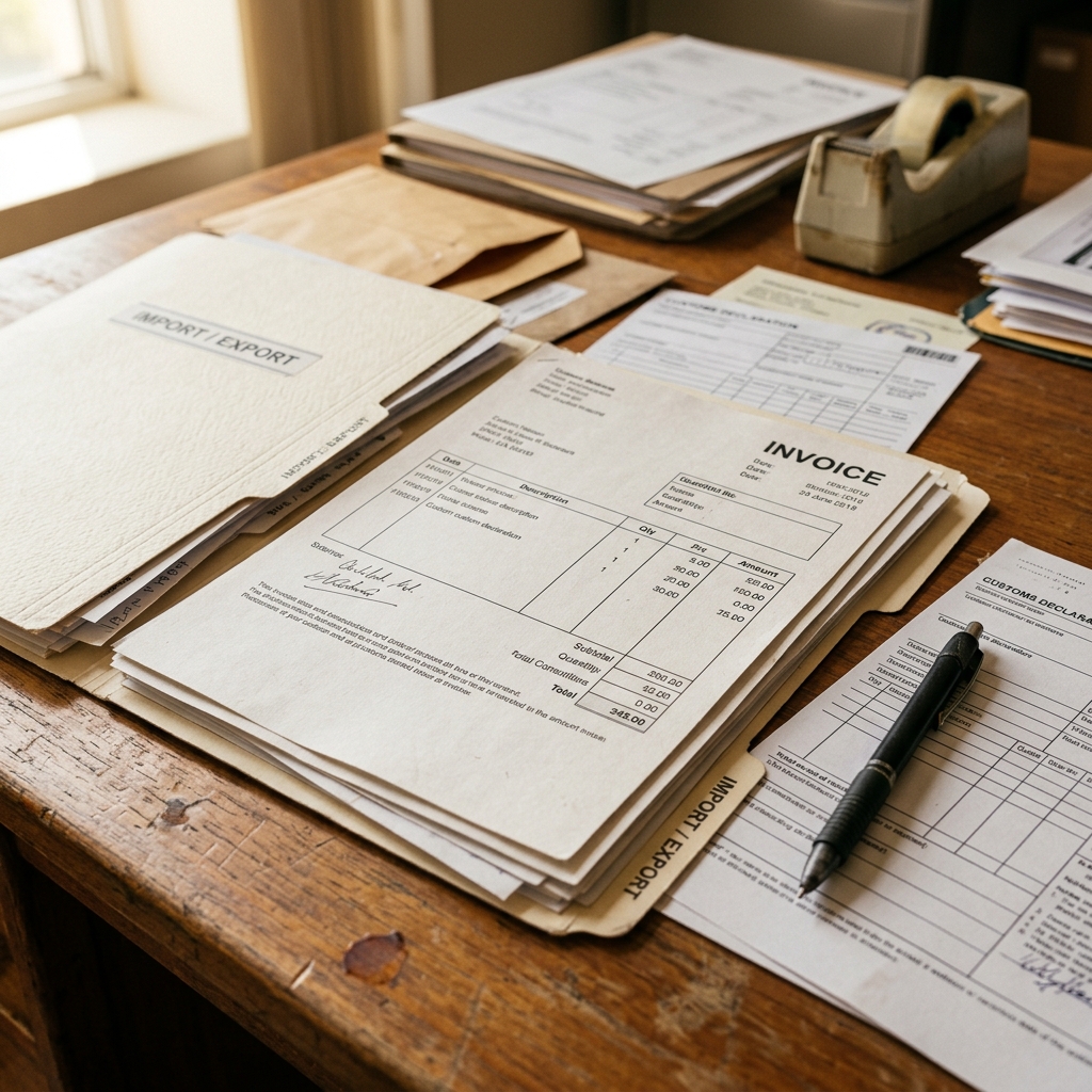 Customs document flow process chart showing biosecurity clearance pathway