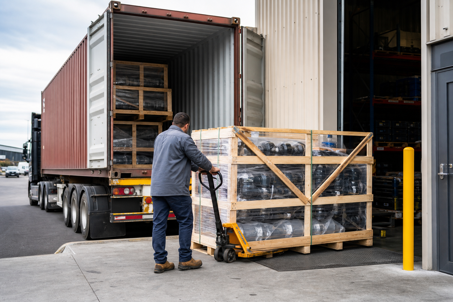 Automotive parts unloading at Melbourne delivery site