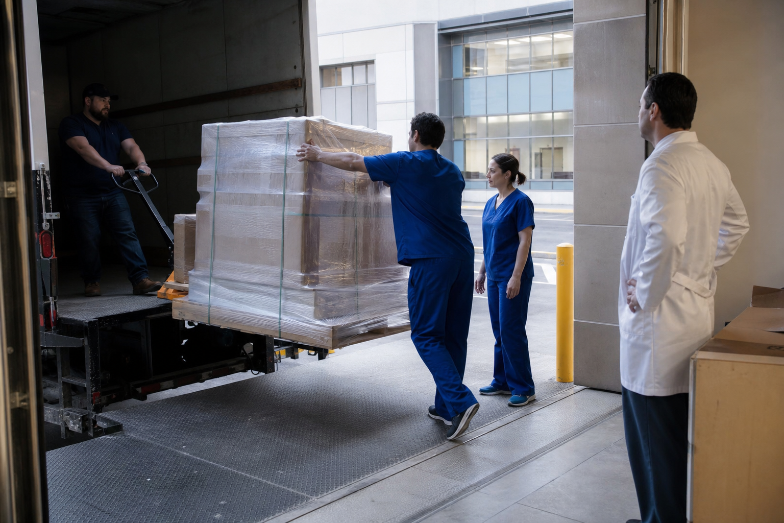 Medical equipment delivery to regional hospital