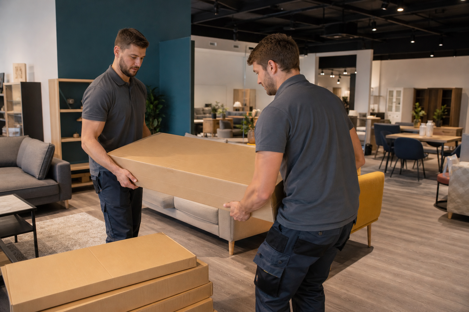 Furniture distribution and delivery to retail showroom